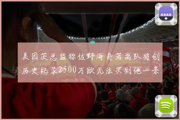 美因茨总监称佐野海舟若离队将创历史纪录2500万欧无法买到他一条腿